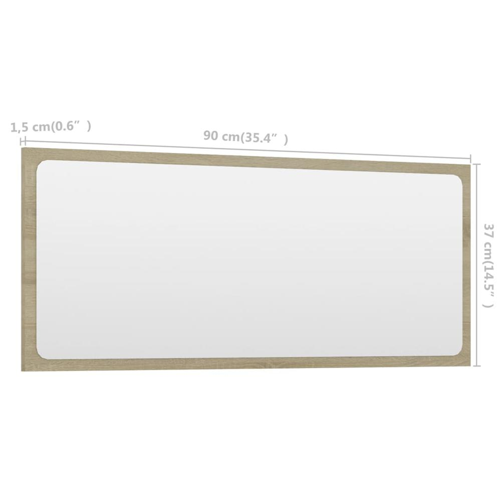 vidaXL Bathroom Mirror Sonoma Oak 35.4"x0.6"x14.6" Chipboard, 804625