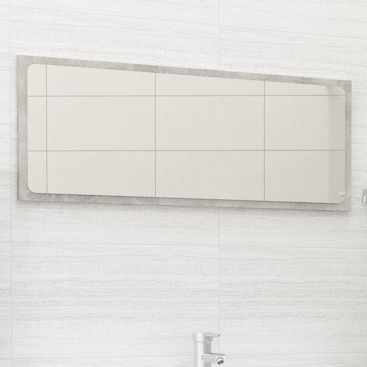 vidaXL Bathroom Mirror Concrete Gray 35.4"x0.6"x14.6" Chipboard, 804626