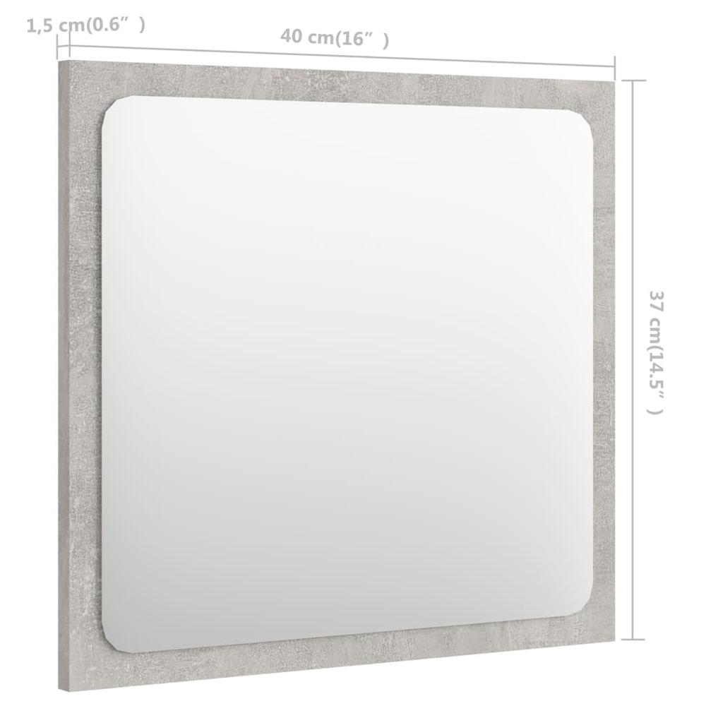 vidaXL Bathroom Mirror Concrete Gray 15.7"x0.6"x14.6" Chipboard, 804602