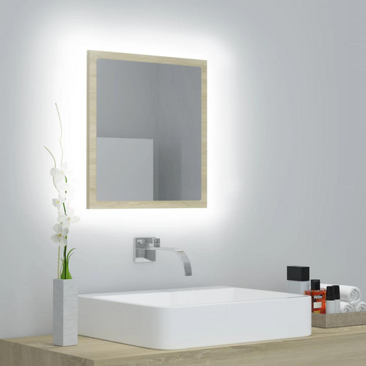 vidaXL LED Bathroom Mirror Sonoma Oak 15.7"x3.3"x14.6" Chipboard 4911