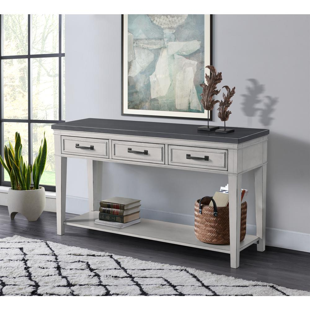 Martin Svensson Home Del Mar Sofa Console Table, Antique White and Grey