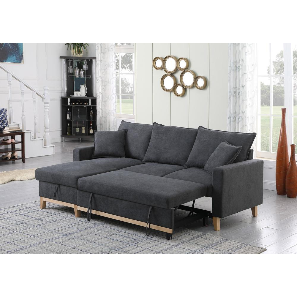 Colton Dark Gray Woven Reversible Sleeper Sectional Sofa with Storage Chaise