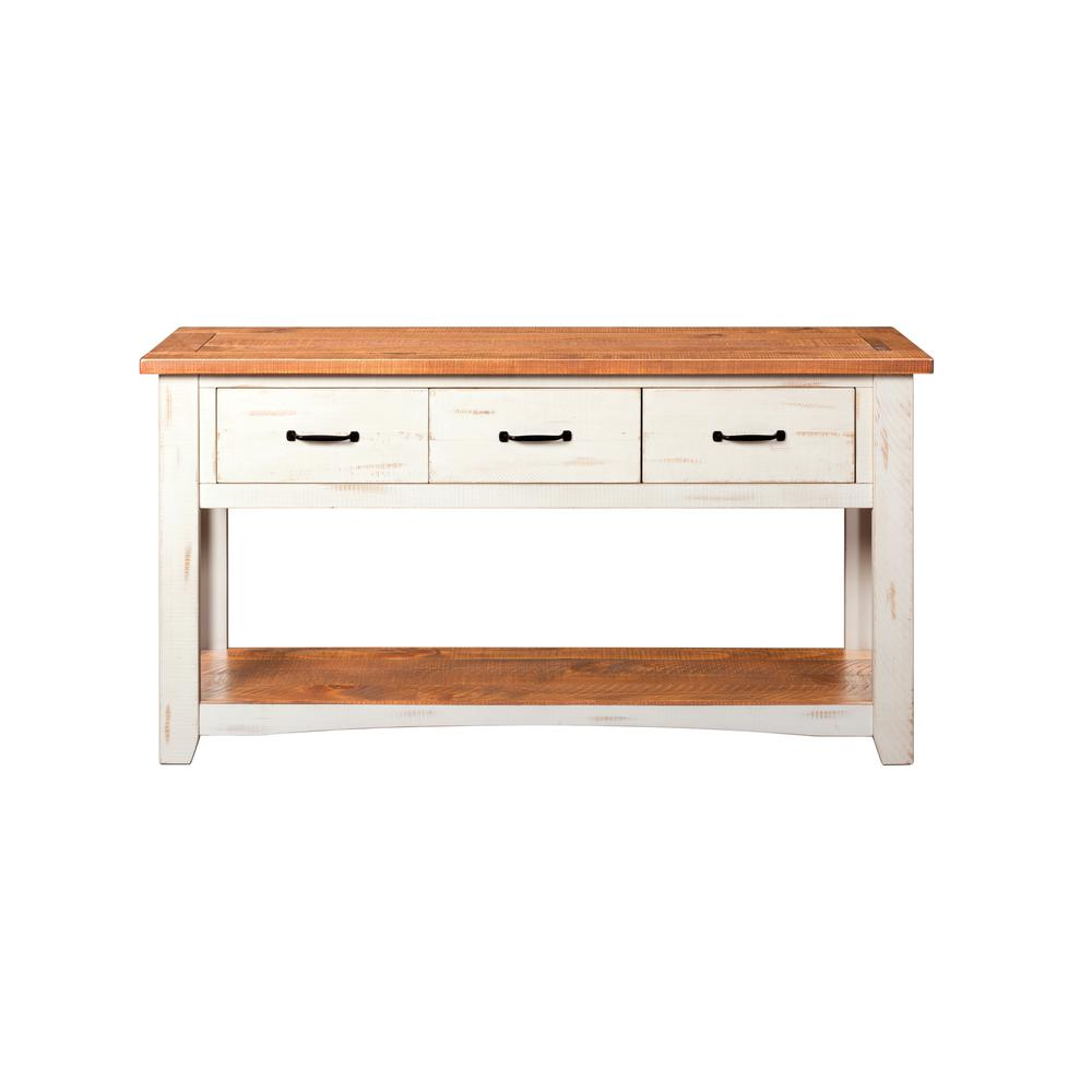 Martin Svensson Home Rustic Collection Sofa - Console Table, Antique White and Honey Tobacco