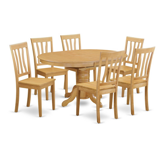 7  PC  Dining  room  set-Oval  Dining  with  Leaf  and  6  Dining  Chairs