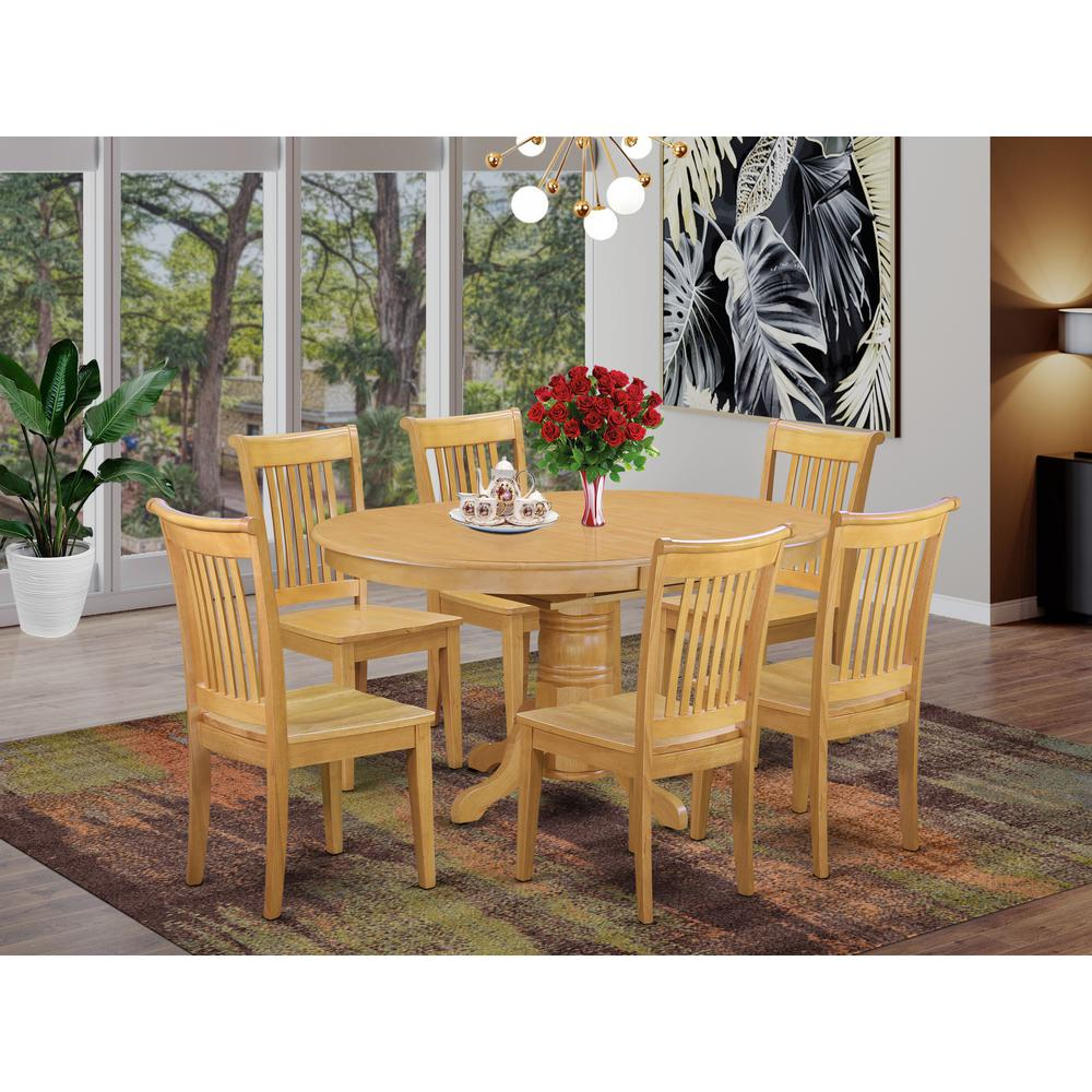 Dining Room Set Oak, AVPO7-OAK-W