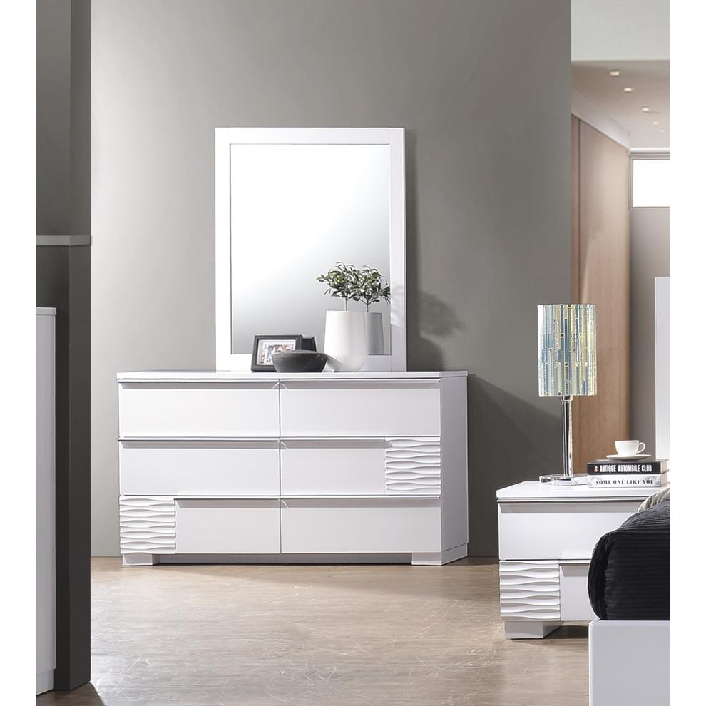 Athens White Lacquer Bedroom Dresser and Mirror