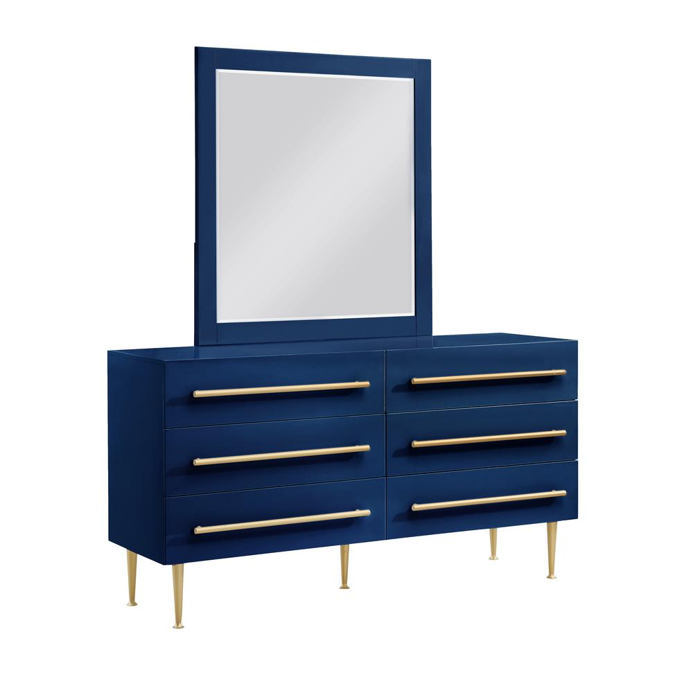 Bellanova Navy Dresser with Mirror with Gold Accents