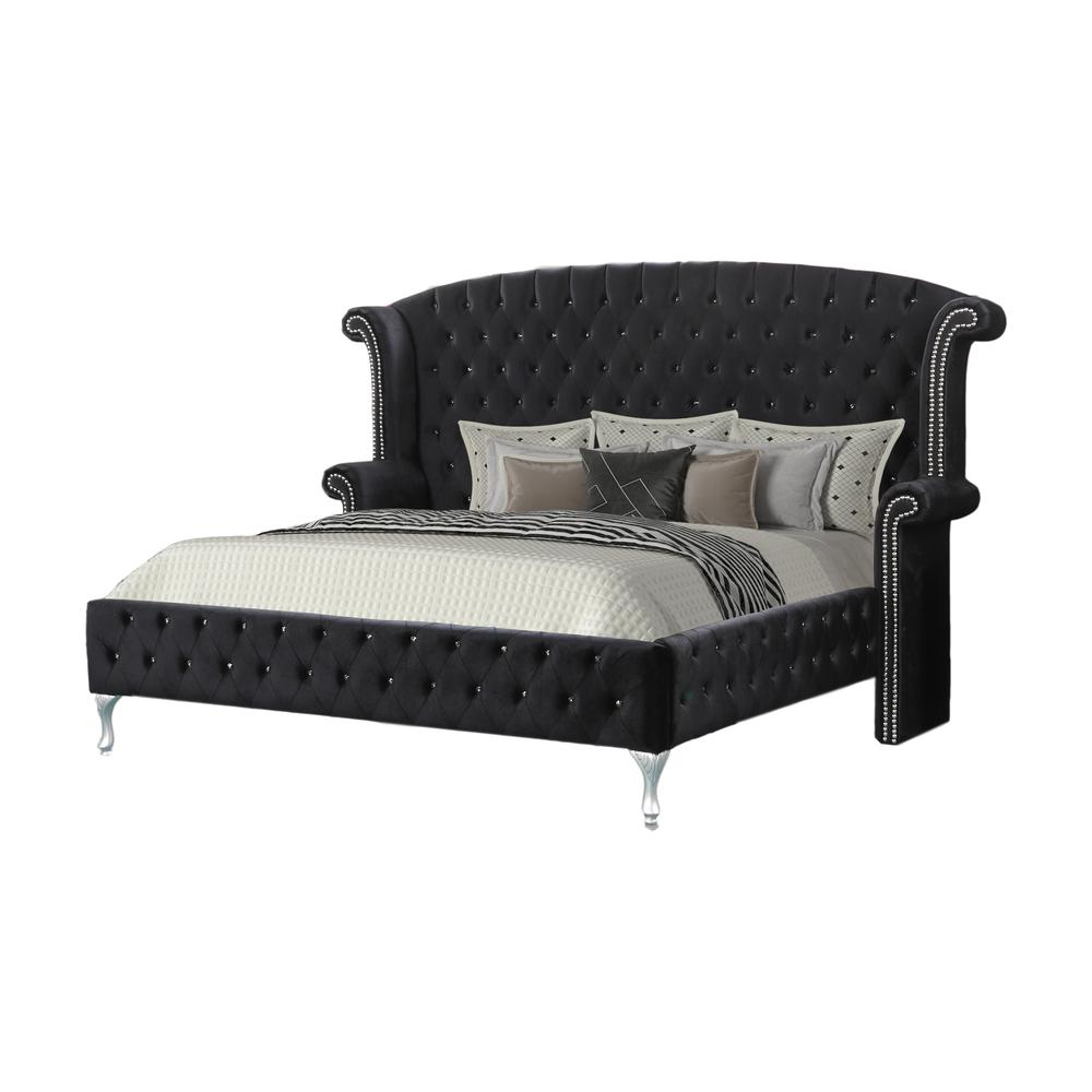 Emma Black Crushed Velvet 5-piece Bedroom Set, Cal King