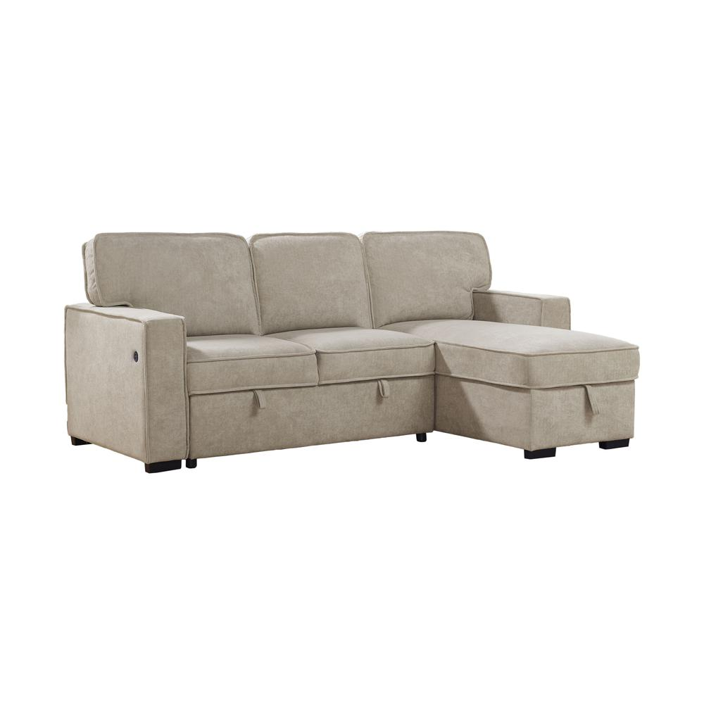 Zakaria 92" Linen Adjustable Sleeper Sectional, Beige