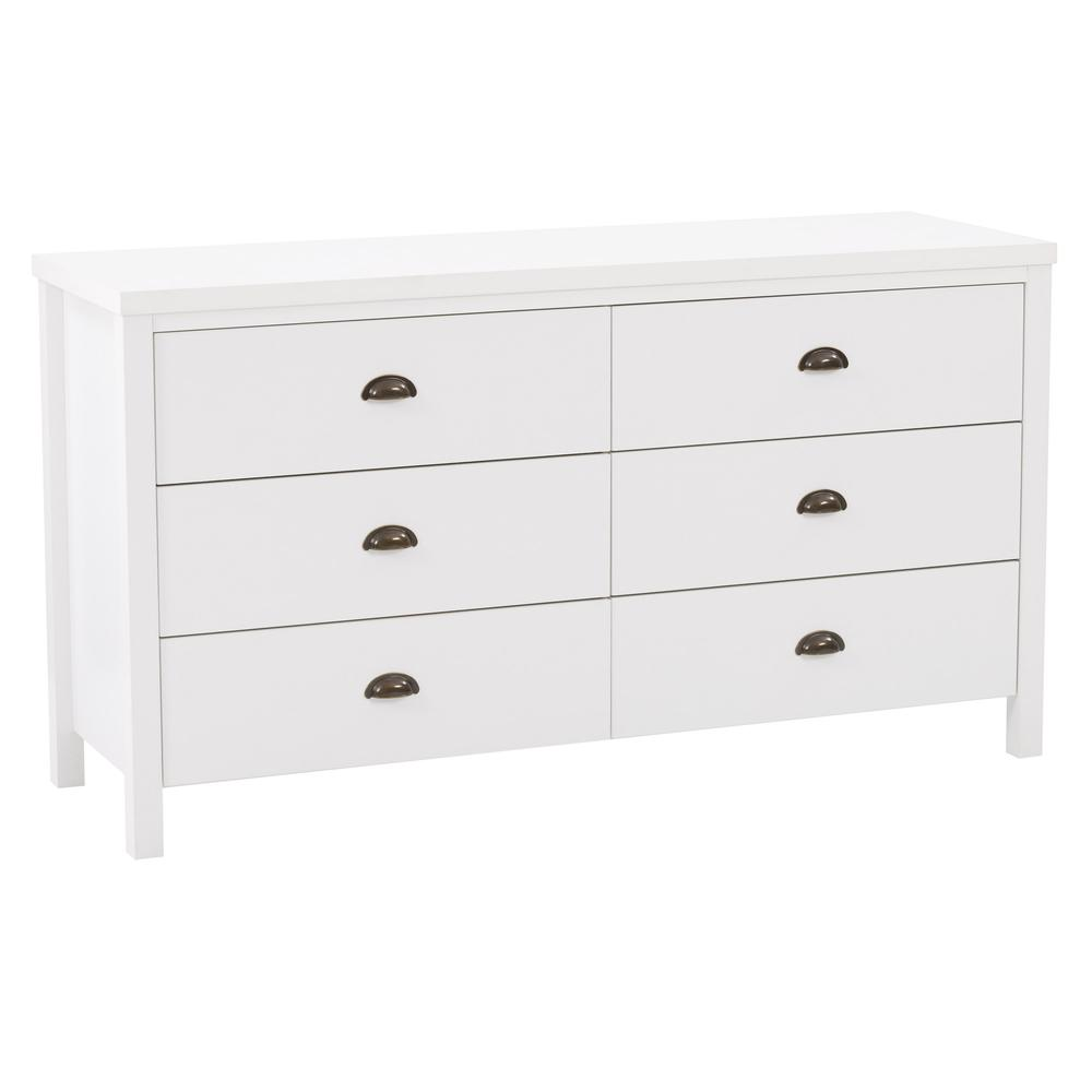 CorLiving Boston 6 Drawer Dresser, White