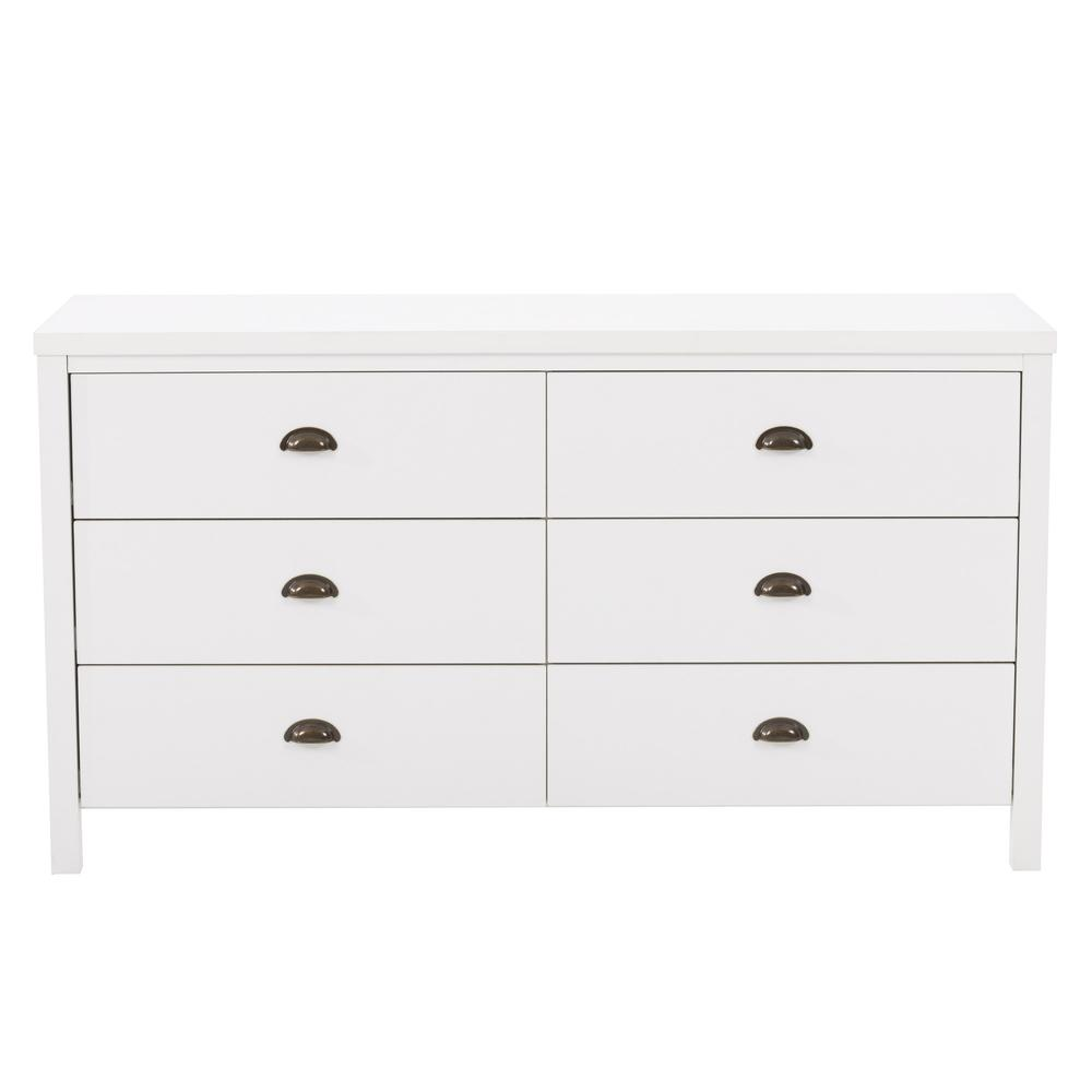 CorLiving Boston 6 Drawer Dresser, White