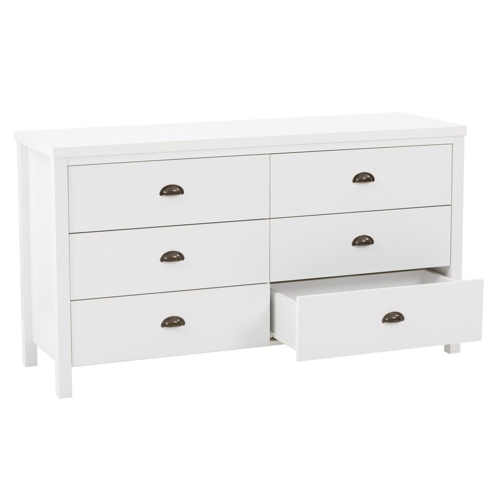 CorLiving Boston 6 Drawer Dresser, White