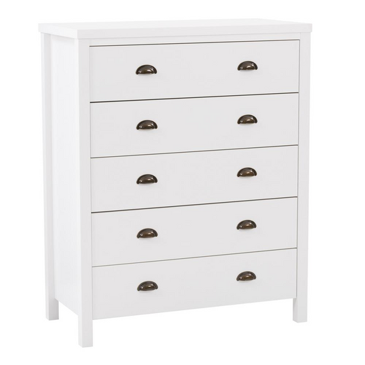 CorLiving Boston 5 Drawer Dresser, White