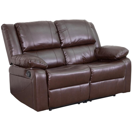 Harmony Series Brown LeatherSoft Loveseat with Two Built-In Recliners