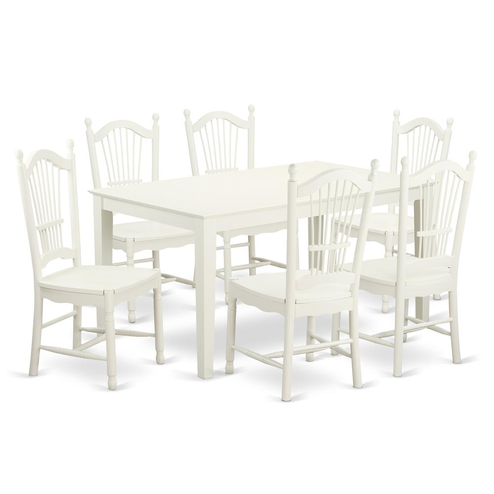 Dining Room Set Linen White, CADO7-LWH-W