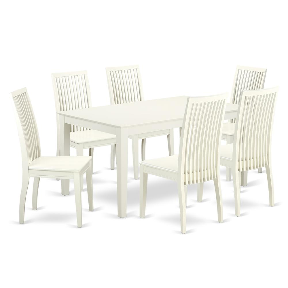 Dining Room Set Linen White, CAIP7-LWH-W