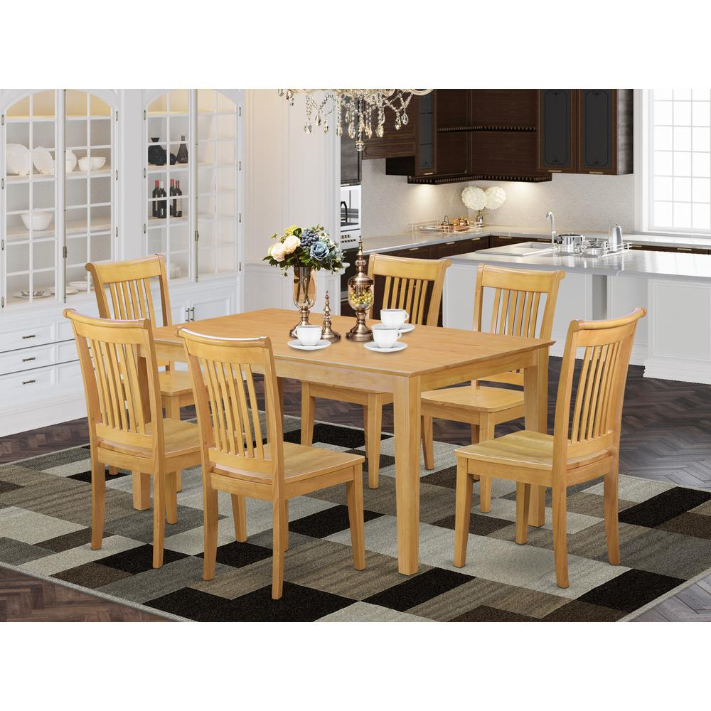 Dining Room Set Oak, CAPO7-OAK-W