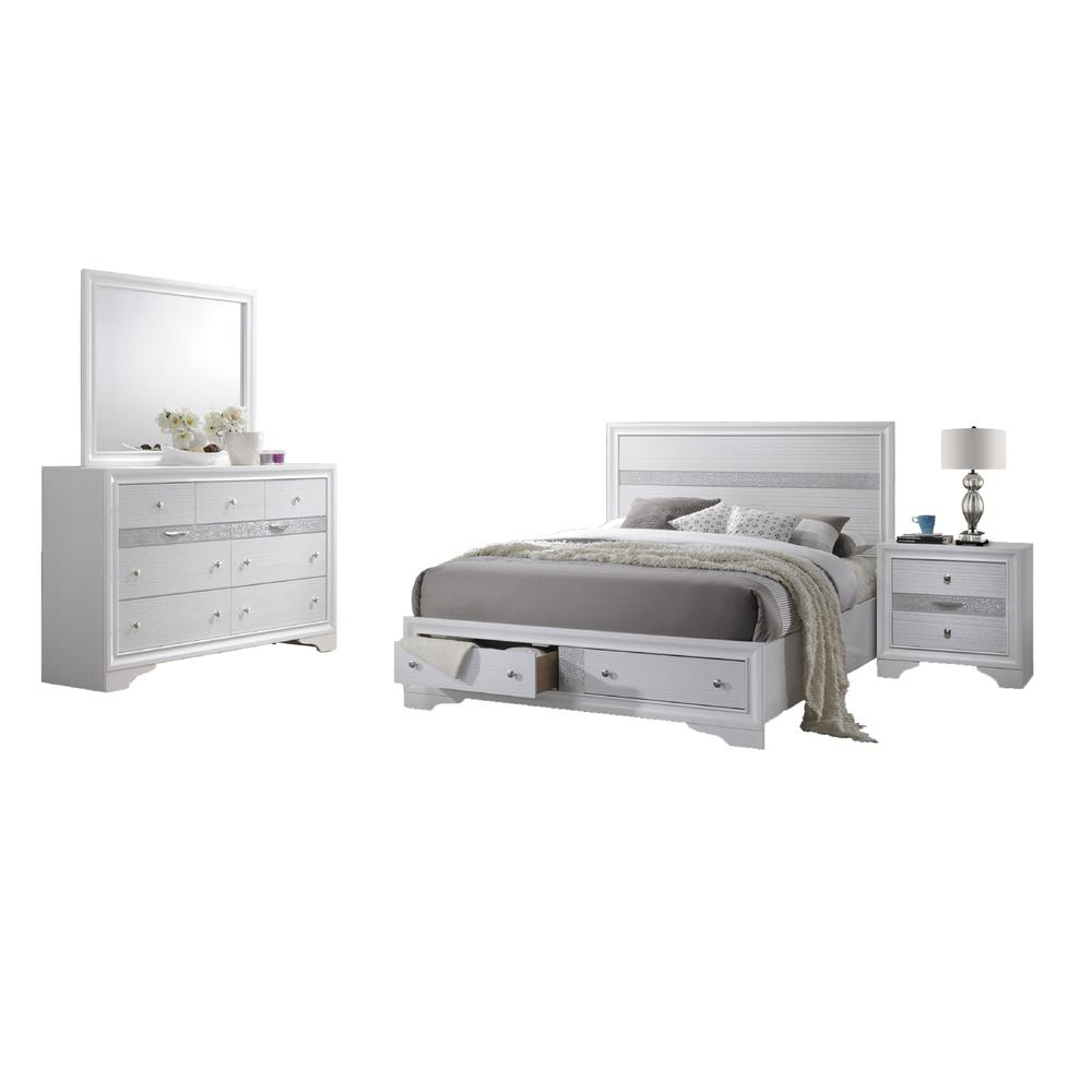 Catherine White 4 Piece Bedroom Set, Full