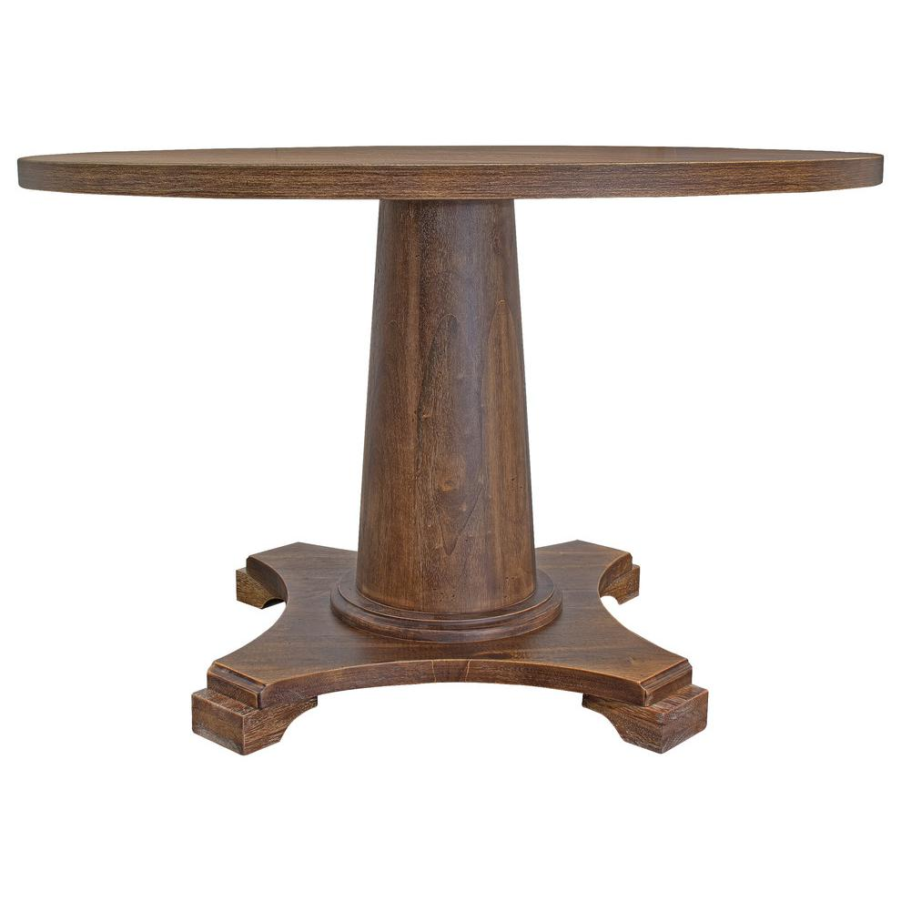 Carey Antique-Style Natural Oak Round Dining Table