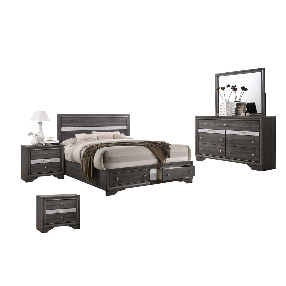 David Gray 5pc Bed Set, two Nightstands - California King