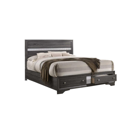 David Plaform Full Bed - Wood Grey