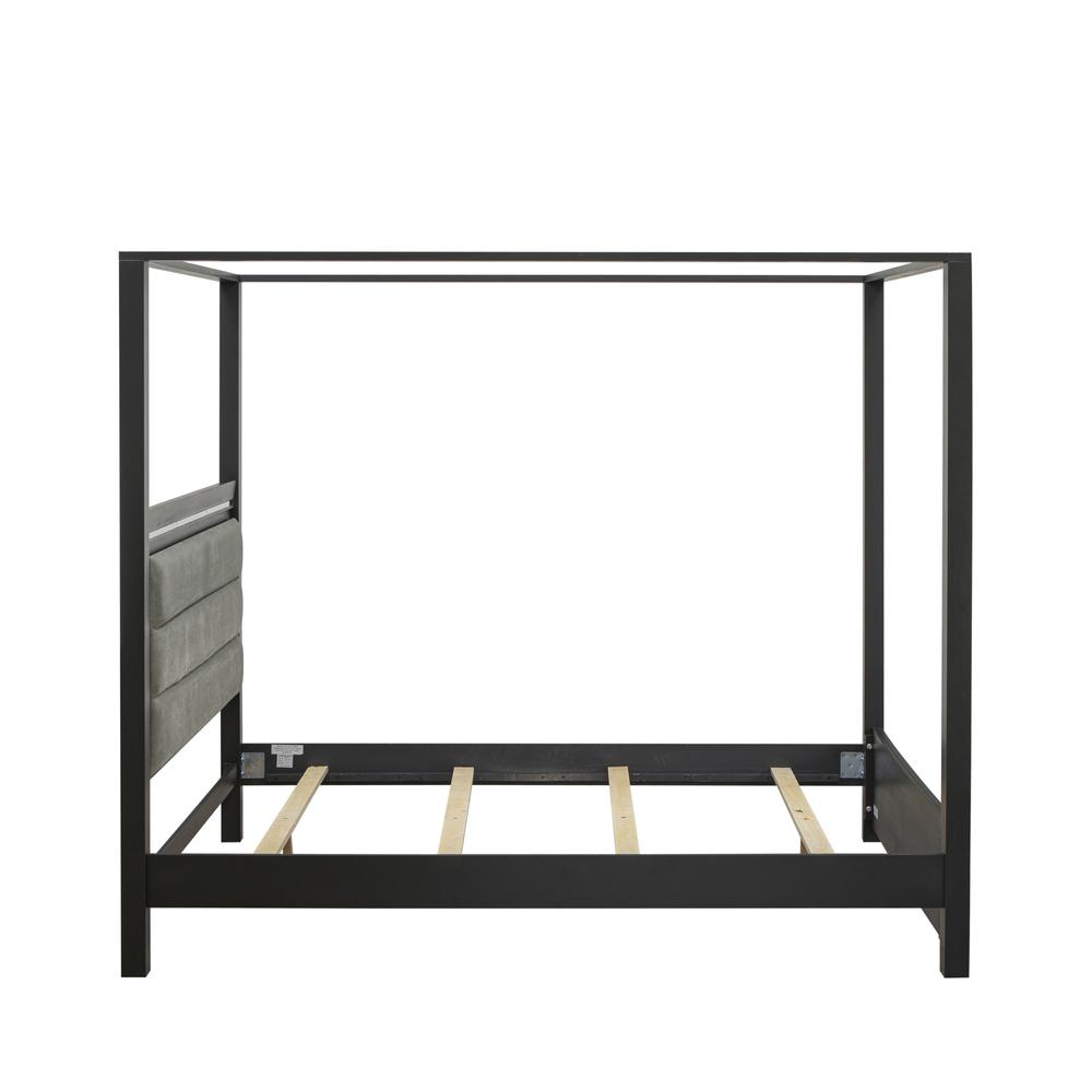 East West Furniture DE20-Q2N000 3-Piece Denali Modern Bedroom Set - A Bed Frame and 2 Bedroom Nightstands - brushed gray Finish