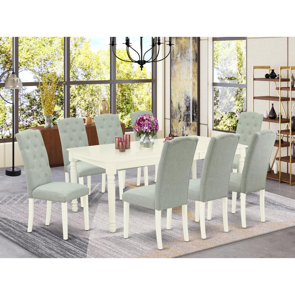 Dining Room Set Linen White, DOCE9-LWH-15