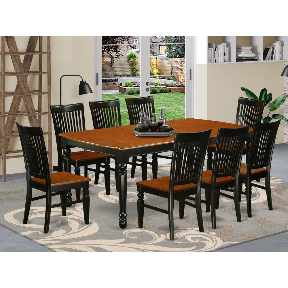 Dining Room Set Black & Cherry, DOWE9-BCH-W