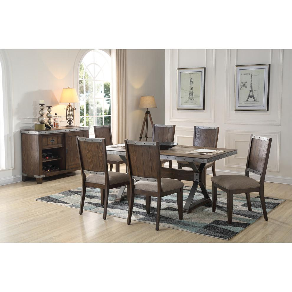 Dark Oak With Marble Center Top 5-Piece Rectangular Dining Set