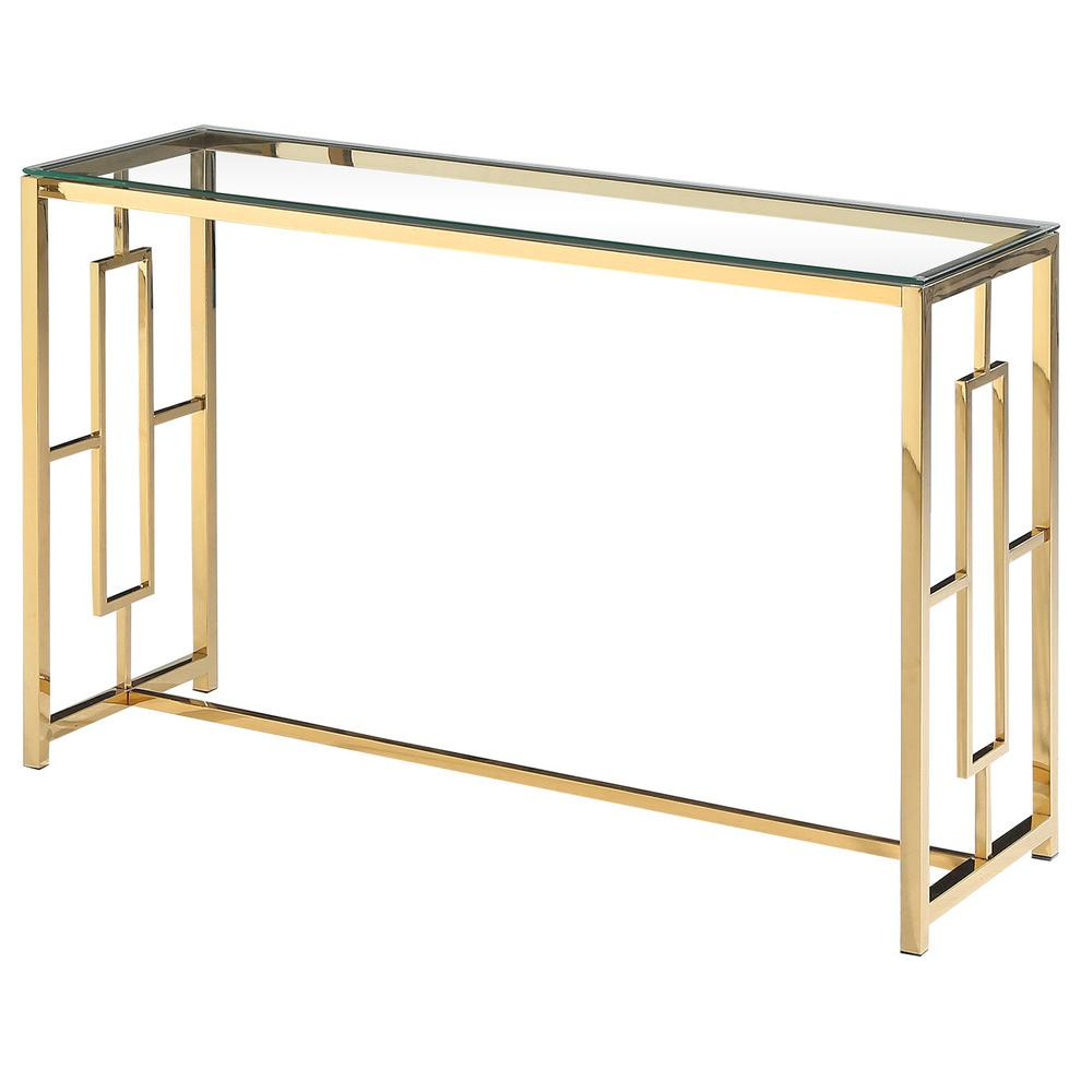 Gold Stainless Steel Glass Sofa Table