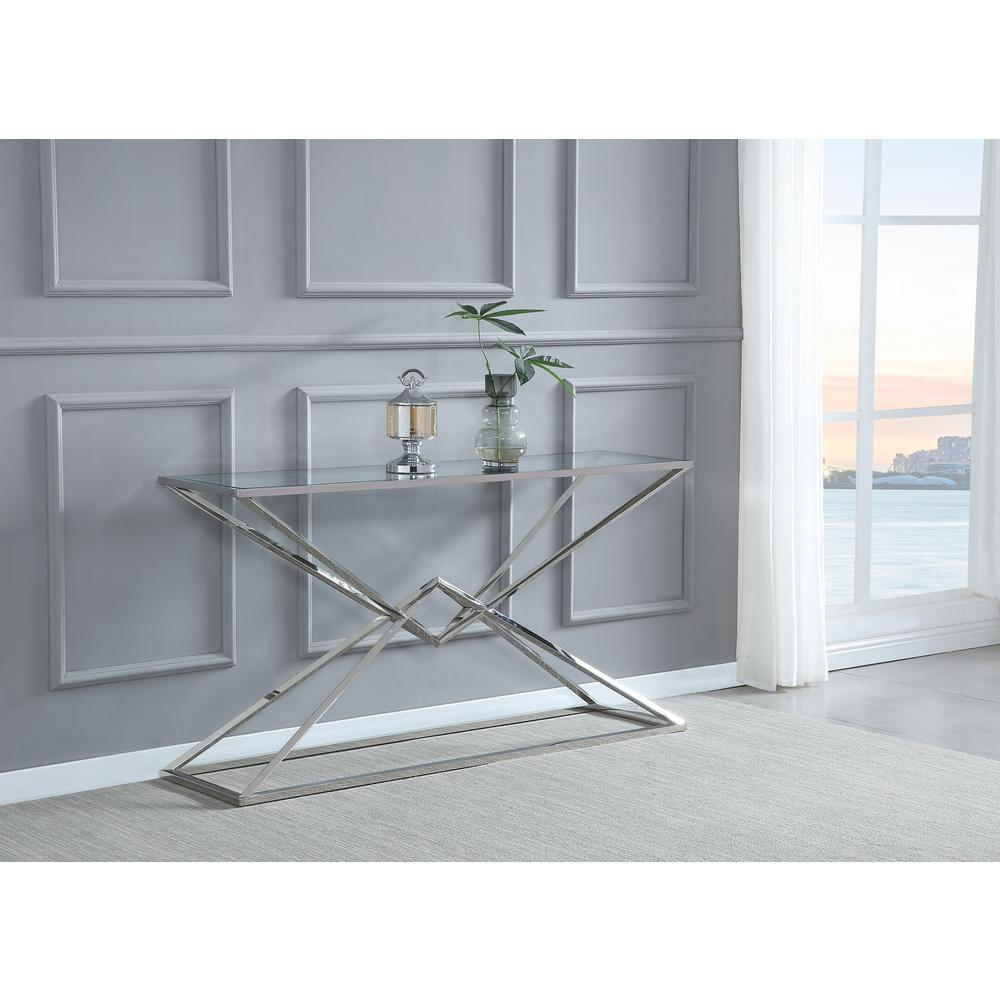 Emerson Silver Glass Console Table