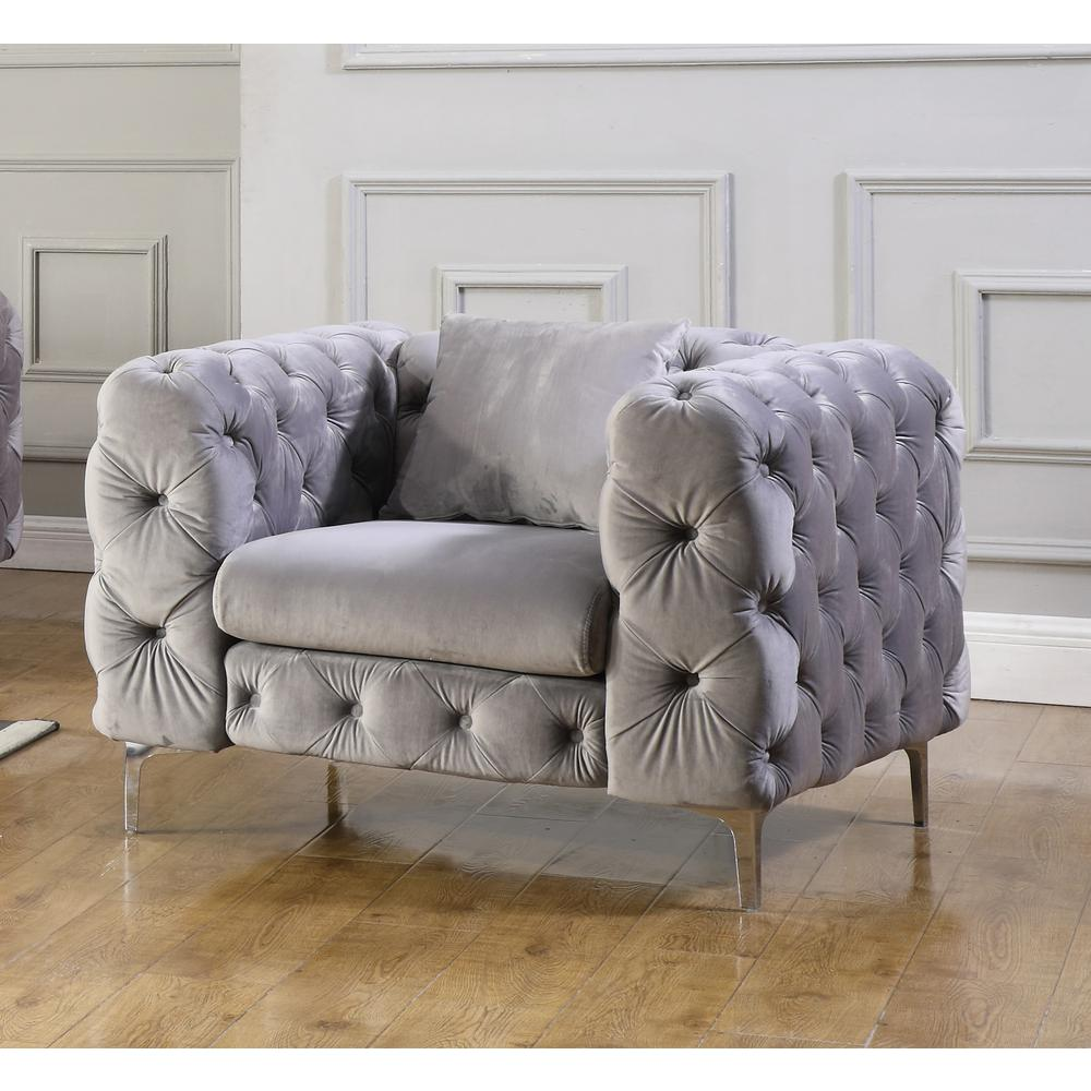 Nigel Grey Velvet 3 Piece Sofa Set