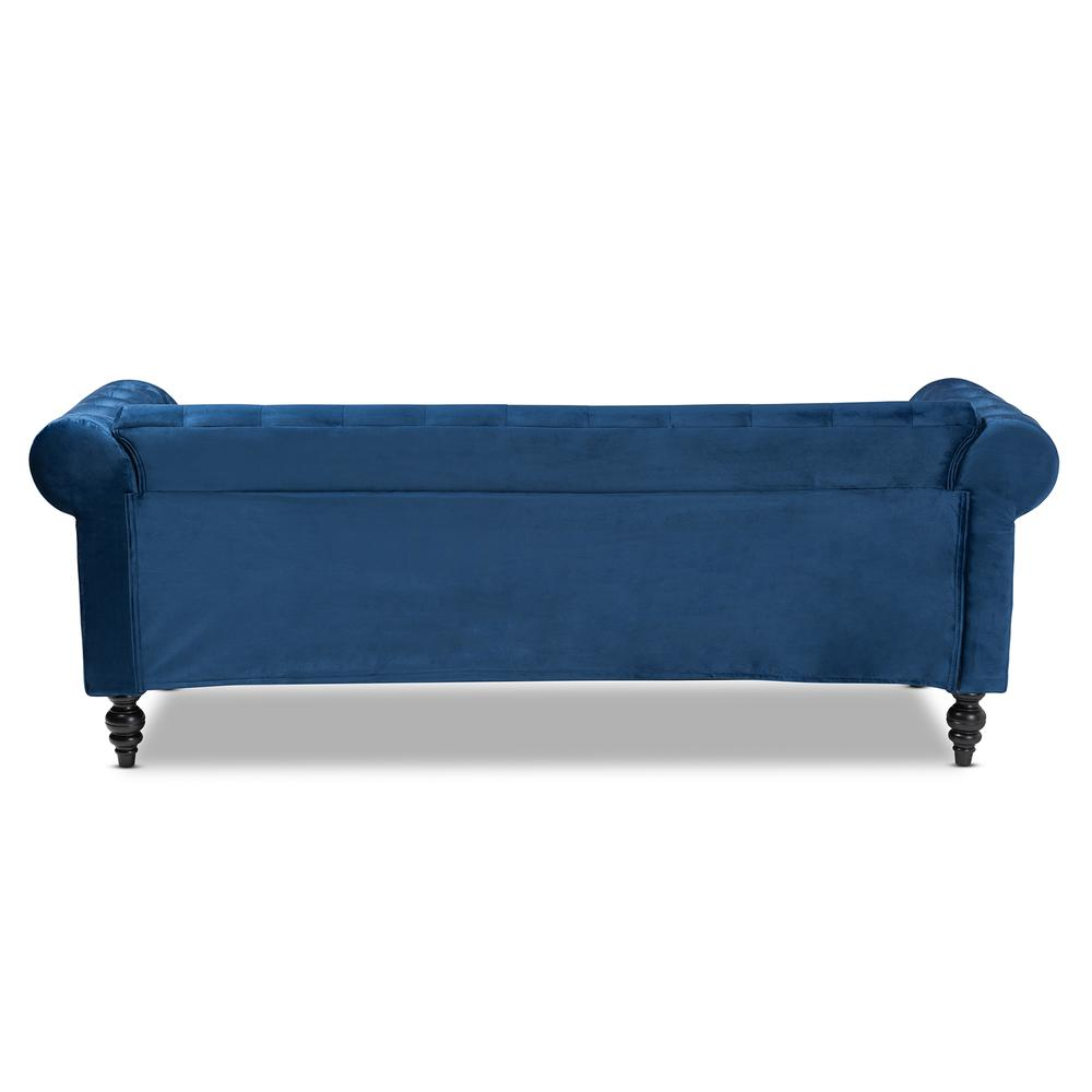 Baxton Studio Emma Traditional and Transitional Navy Blue Velvet Fabric Upholstered and Button Tufted Chesterfield Sofa