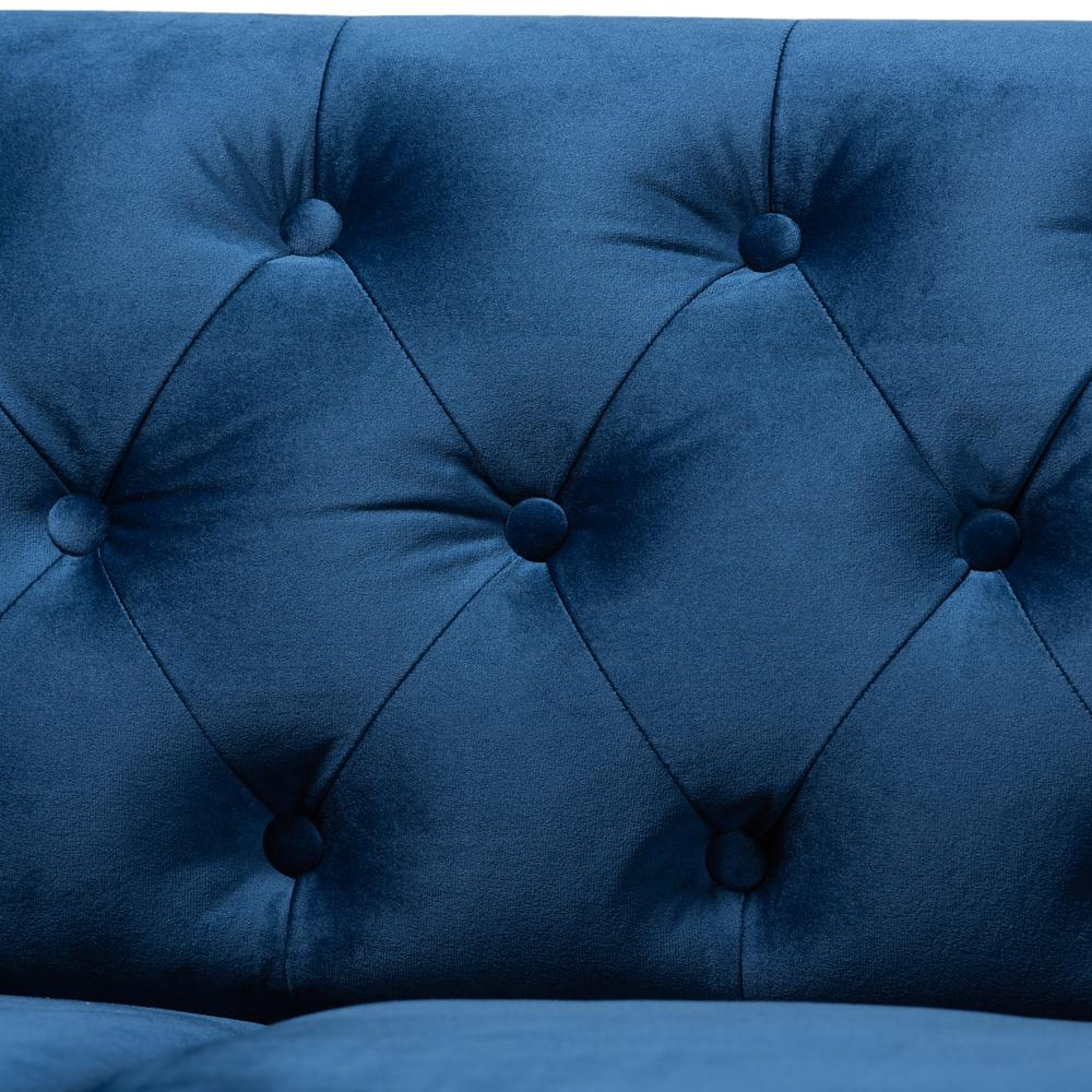 Baxton Studio Emma Traditional and Transitional Navy Blue Velvet Fabric Upholstered and Button Tufted Chesterfield Sofa