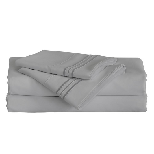 Furinno Angeland Vienne 4-Piece Microfiber Bed Sheet Set, Full, Grey