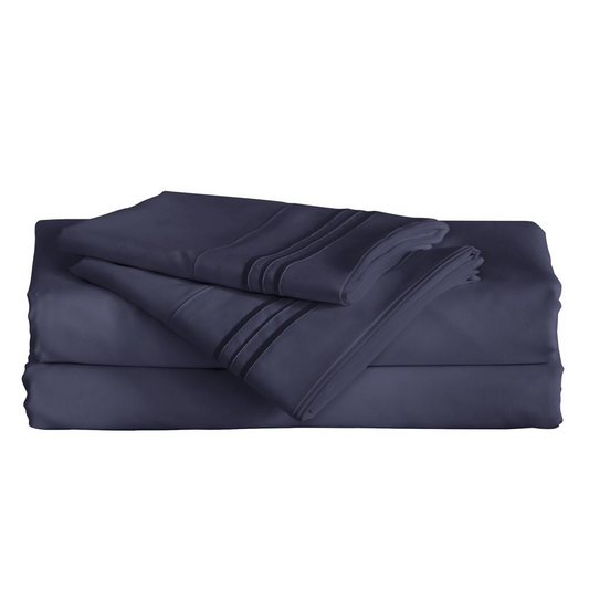 Furinno Angeland Vienne 3-Piece Microfiber Bed Sheet Set, Twin XL, Navy Blue