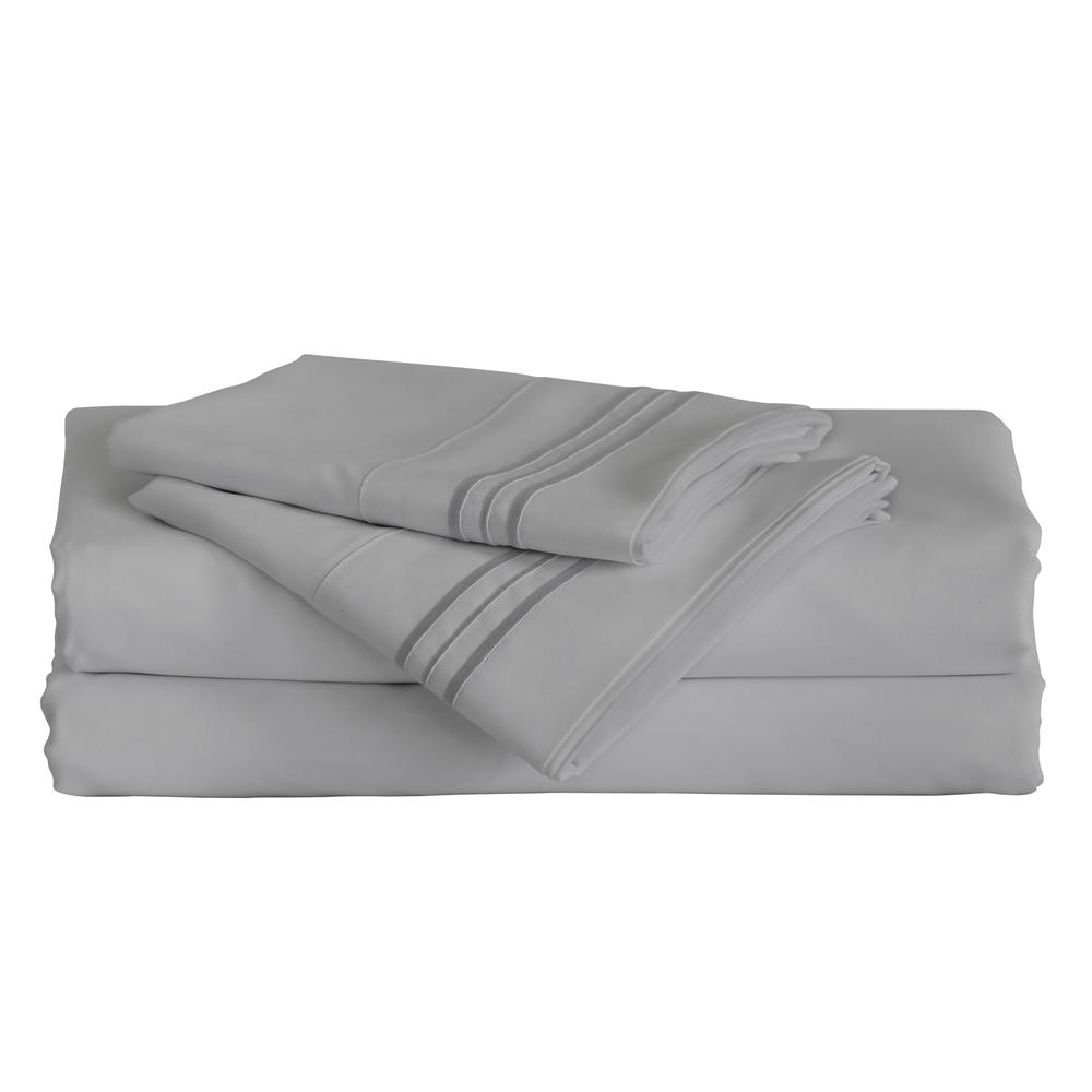 Furinno Angeland Vienne 4-Piece Microfiber Bed Sheet Set, California King, Grey