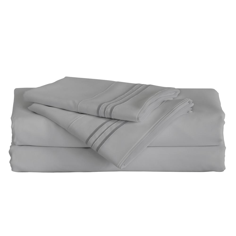 Furinno Angeland Vienne 3-Piece Microfiber Bed Sheet Set, Twin XL, Grey