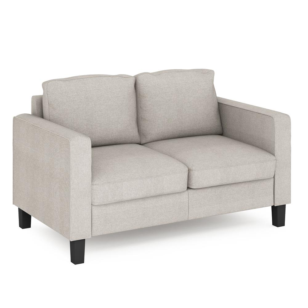 Furinno Bayonne Modern Upholstered Loveseat, Fog