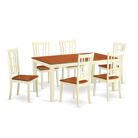 7  Pc  Dining  room  set-Dining  Table  with  Leaf  and  6  Kitchen  Dining  Chairs