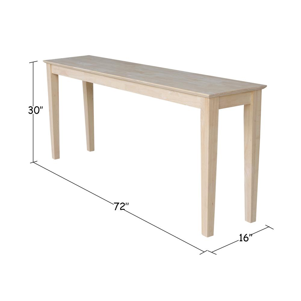 Shaker Console Table - Standard Length, Unfinished