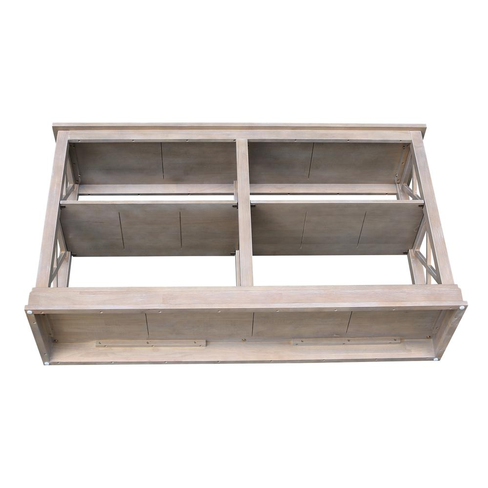 Hampton Sofa Server Table With Shelves, Washed Gray Taupe