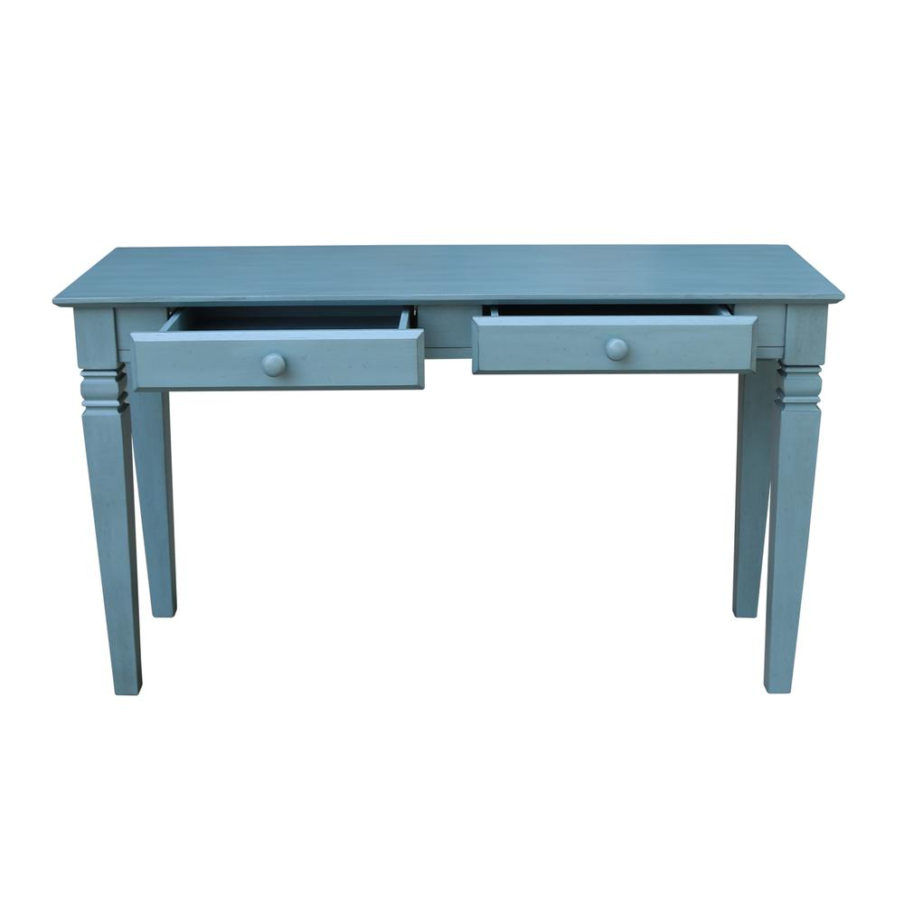 Java Console Table with 2 Drawers, Ocean blue - antique rubbed