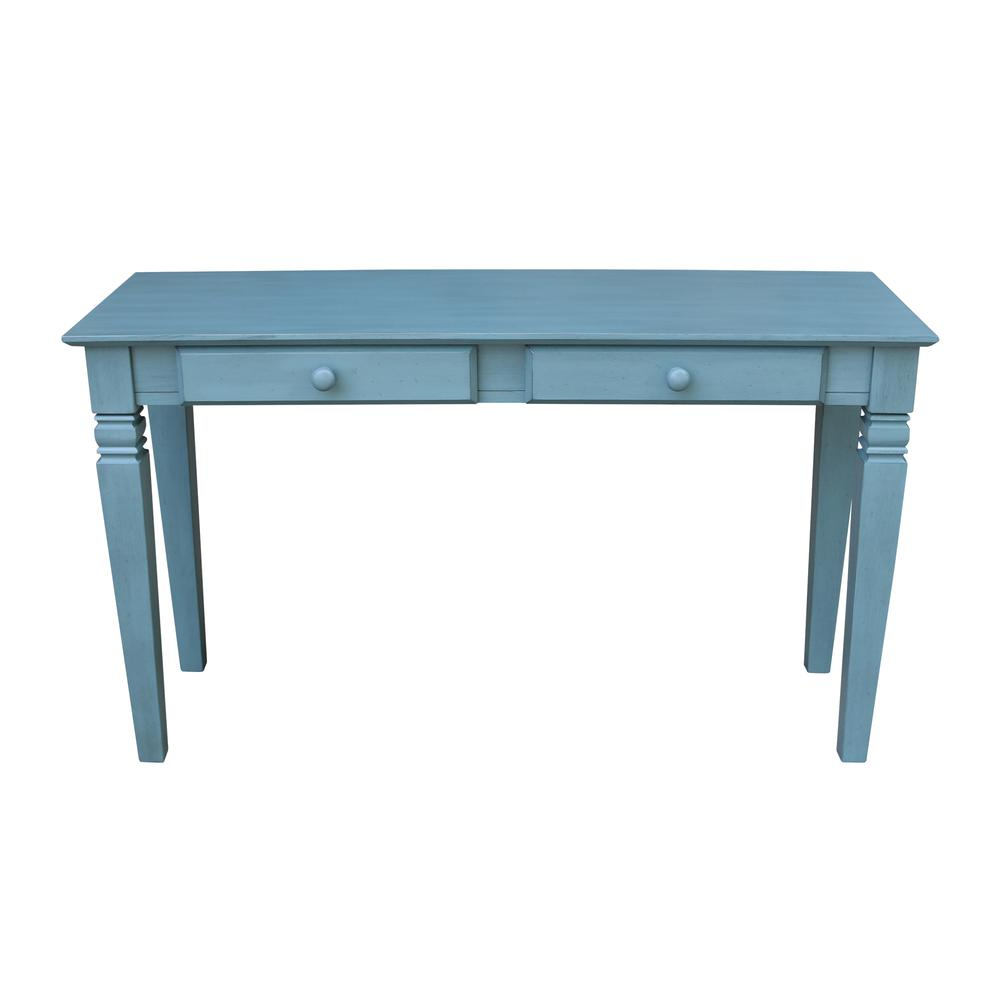 Java Console Table with 2 Drawers, Ocean blue - antique rubbed