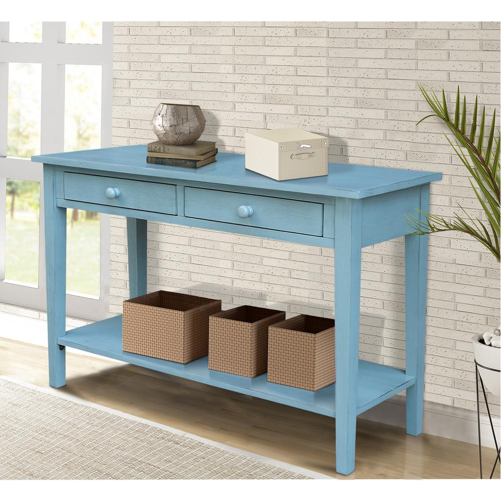 Spencer Console-Server Table in Antique rubbed ocean blue