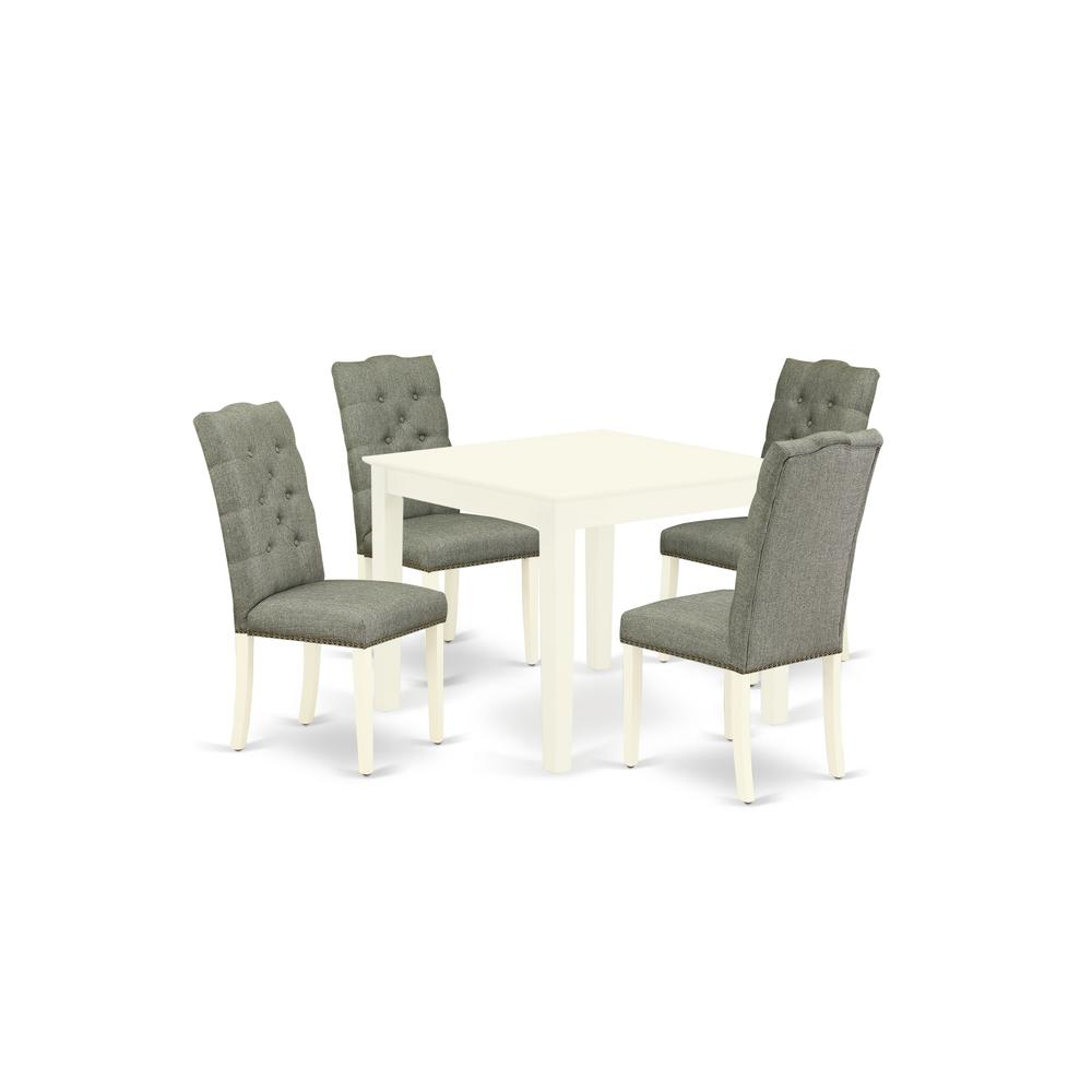 Dining Room Set Linen White, OXEL5-LWH-07