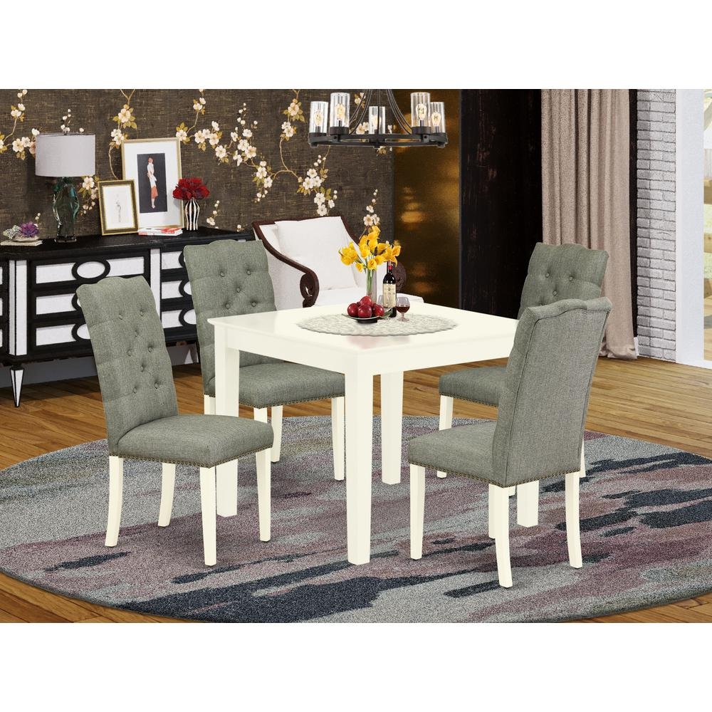 Dining Room Set Linen White, OXEL5-LWH-07