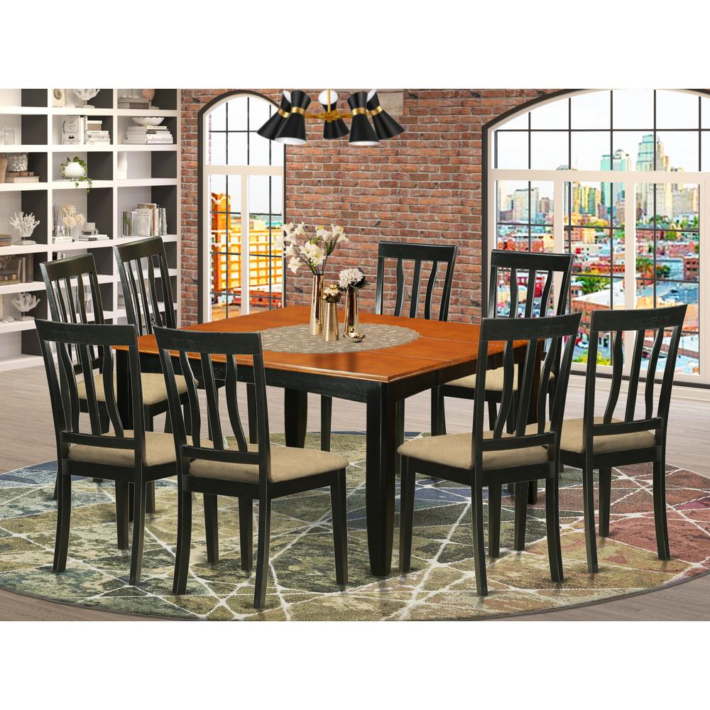 PFAN9-BCH-C 9 PC Dining room set-Dining Table and 8 Wood Dining Chairs