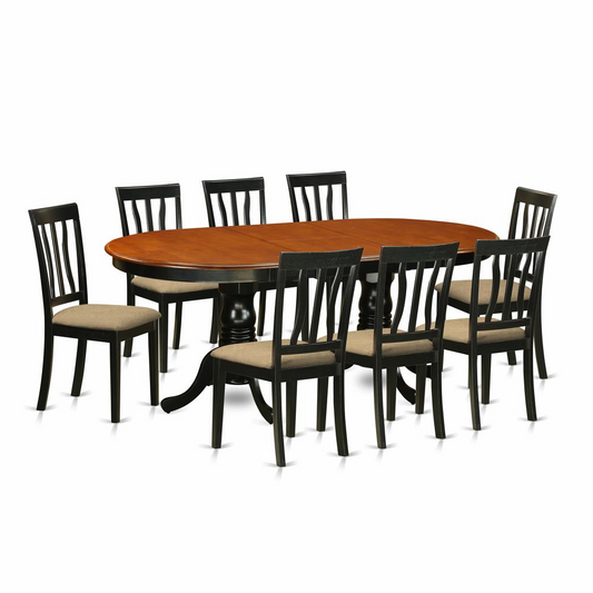 PLAN9-BCH-C 9 PC Dining room set-Dining Table with 8 Wood Dining Chairs