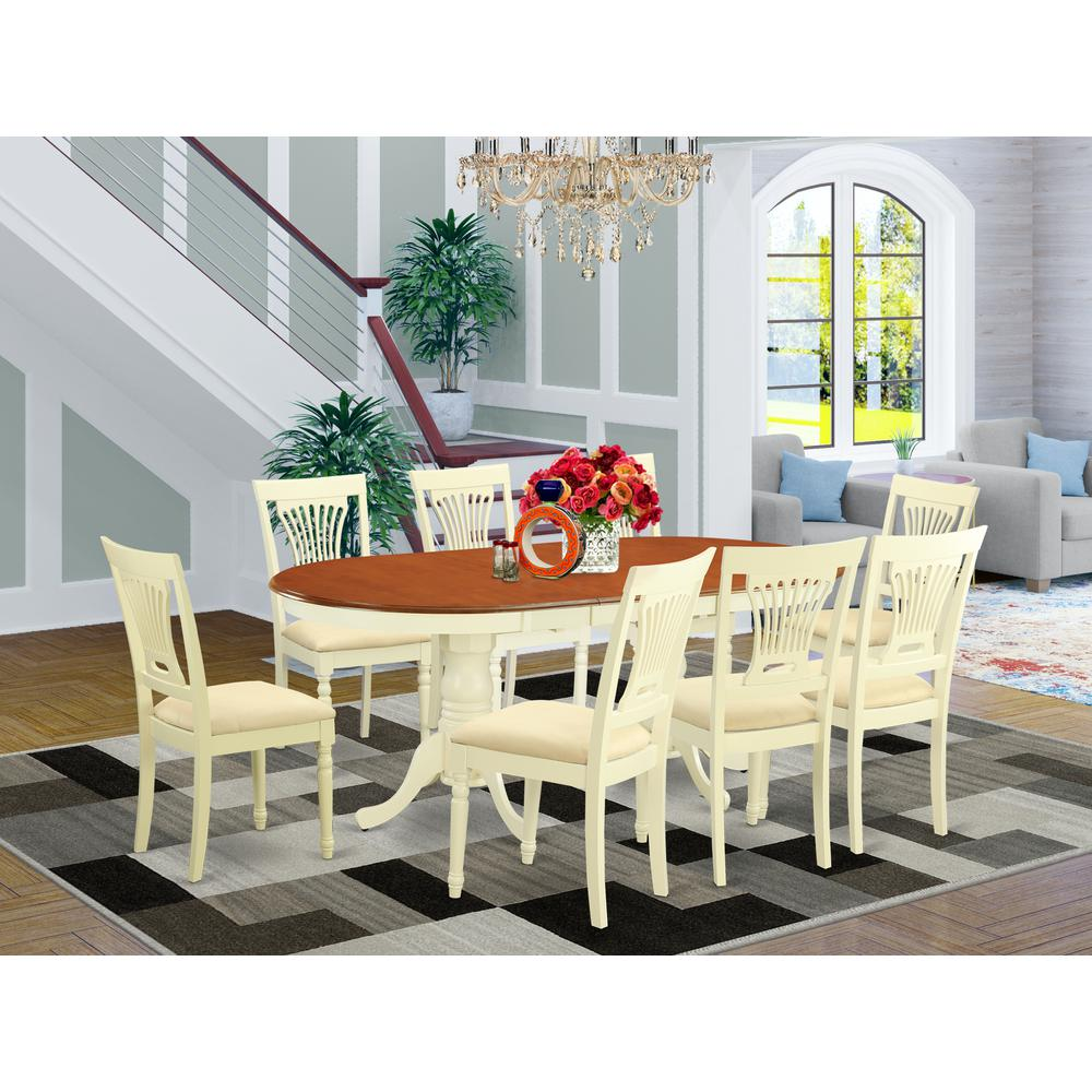 PLAI9-WHI-C 9 Pc Dining room set-Dining Table plus 8 Dining Chairs